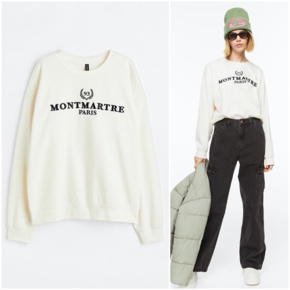 H&M Tops - Cream Montmartre Sweatshirt